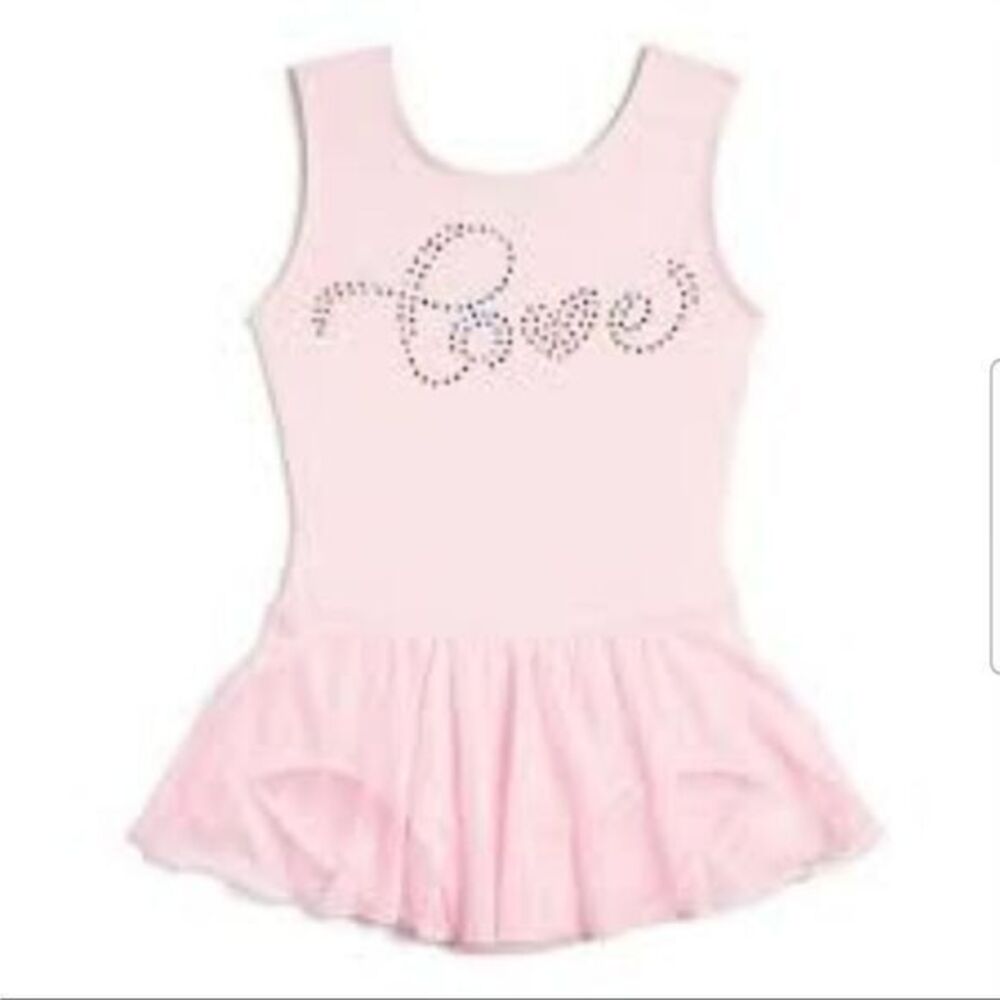 Jaques Moret Ballet Leotard Dress‎ with Love in Rhinestones XS Pink